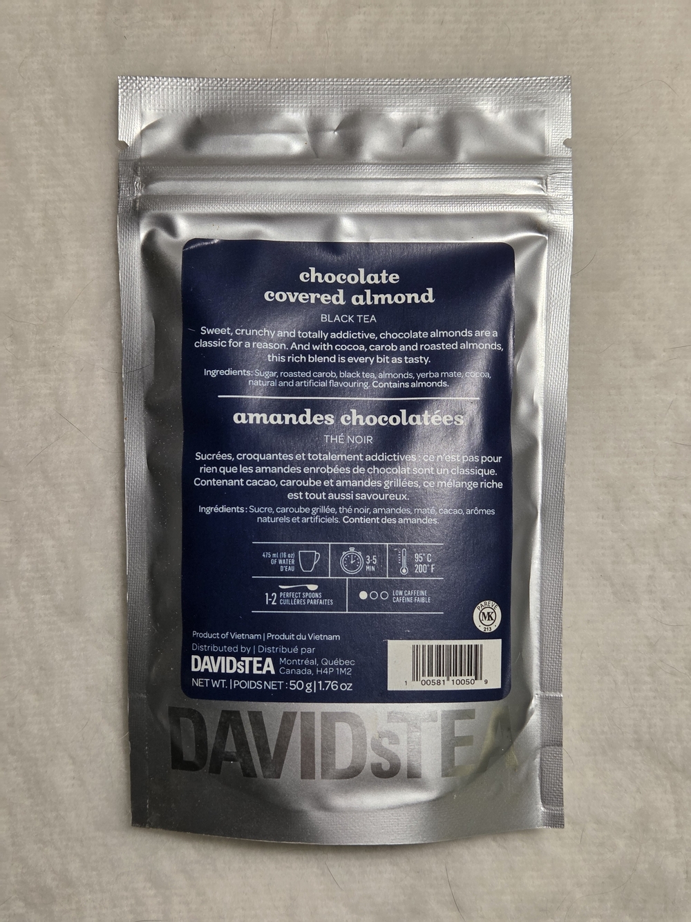 DAVIDsTEA Chocolate Covered Almond Black Tea 50g SEALED